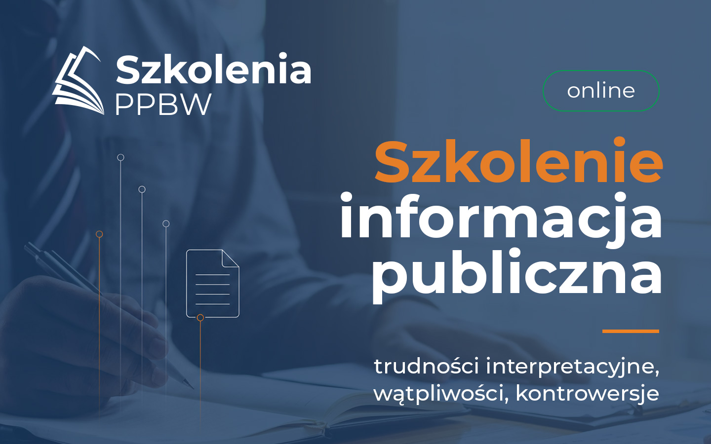 Baner promujący szkolenie online z udostępniania informacji publicznej